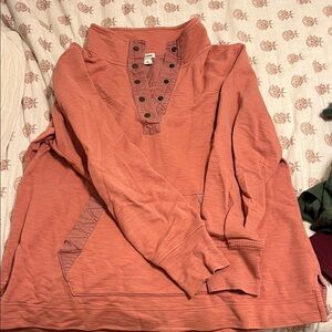 L.L. Bean Terracotta Button-Up Pullover